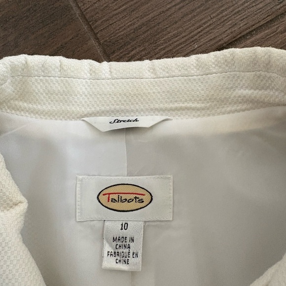 Talbots White Blazer with Navy Blue Grosgrain Tarim, size 10 - Picture 3 of 6